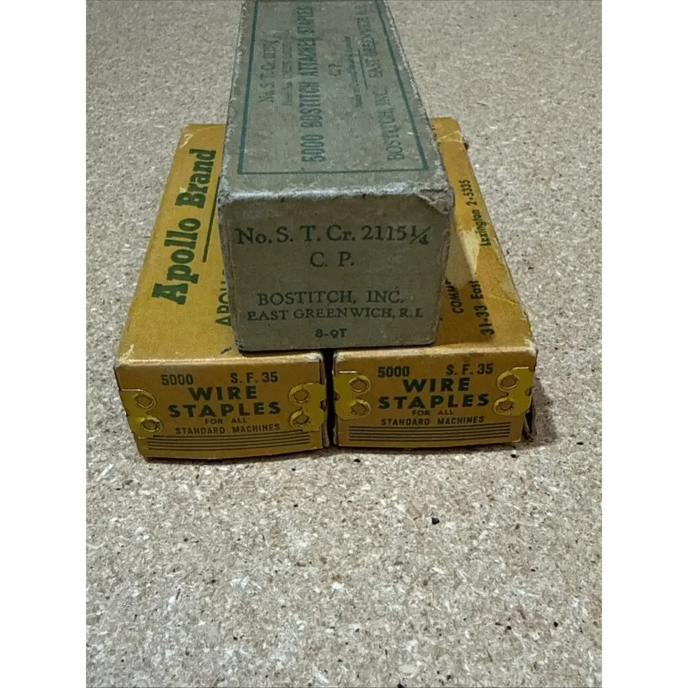 VTG Staple Boxes Lot – Apollo Stationery & Bostitch – Old Office Supplies
